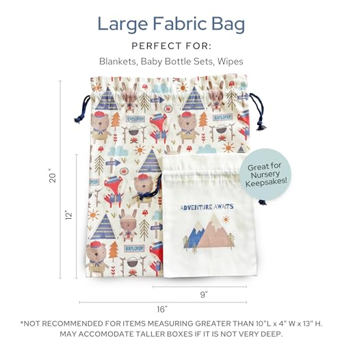Gather & Knot Drawstring Gift Bags | 20" Large 12" Small | Premium Canvas | Reusable Fabric Wrap for Baby Shower or Boys Birthday | Adventure - color: Adventure