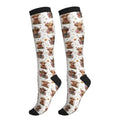 Compression Socks Women Knee High Support Circulation Stockings for Running Cycling Flying - color: Western Cow