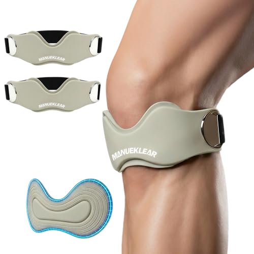 MANUEKLEAR V-Shaped Patella Bands, Adjustable Flex Wrap Patellar Tendon Support Strap for Men Women, Silicone Patella Knee Straps Suitable for Pain Relief Running Hiking Basketball, (2pcs) (Cyan) - color: Cyan