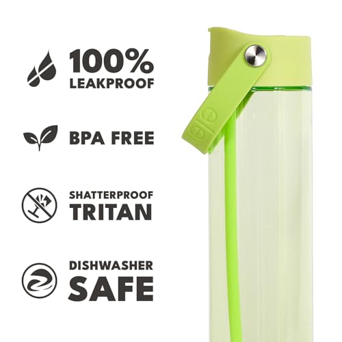 Elemental Splash 26oz 2-Pack Tritan Plastic Reusable Water Bottles w/Strap - color: Lime & Dragon Fruit, size: 26 Ounces
