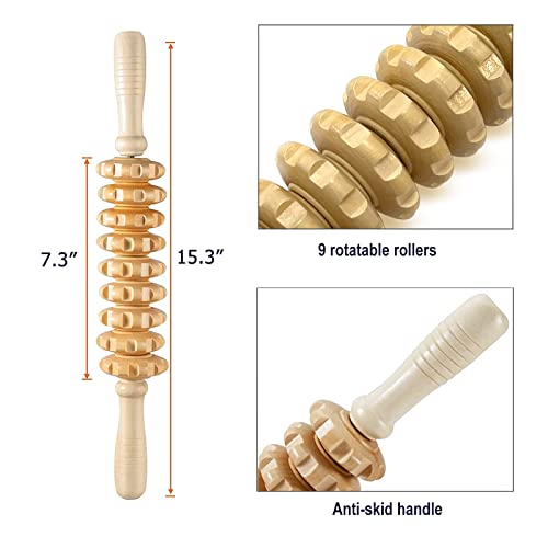 2 in 1 Wood Therapy Massage Tools, Massage Stick+ Back Massager Roller Rope - style: Back Massager+Massage Stick