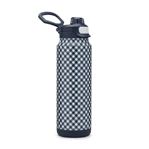 ZULU Powerfill Pro 32oz Stainless Steel Sip or Chug Water Bottle, Checkmate - color: Checkmate Navy, style: 32oz