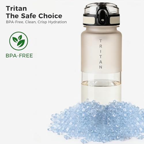 32oz Clear Tritan Water Bottle with Chug Lid - color: Beige