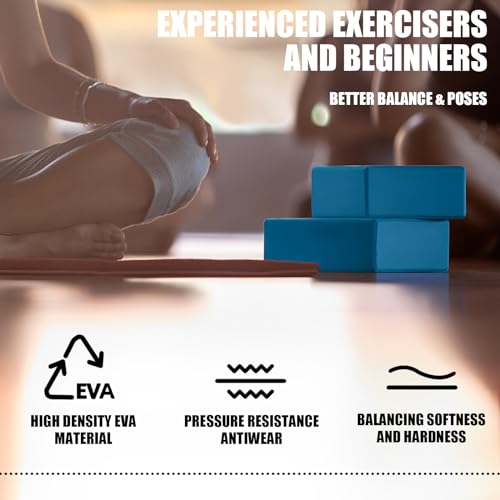 Septo 2 Pcs Yoga Blocks, 9x6x3 Inch Foam Blocks for Pilates - color: Blue