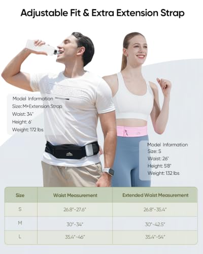 Zelvot Running Belt with 500ml Water Bottle, Adjustable Waist Pack - color: Black
