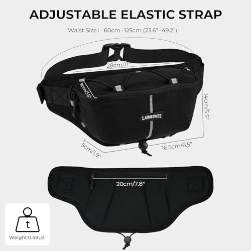 2L Fanny Pack for Women Men, Anti‑theft Waist Bag with RFID Blocking - color: Black