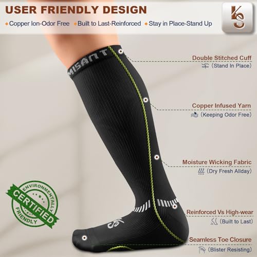KEMISANT Women Cushioned Compression Knee High Sports Recovery Socks 3Pack - color: 3pairs-black8293, size: Small-Medium