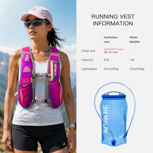 AONIJIE Running Vest for Men Women, Lightweight Hydration Vest - size: S-XL