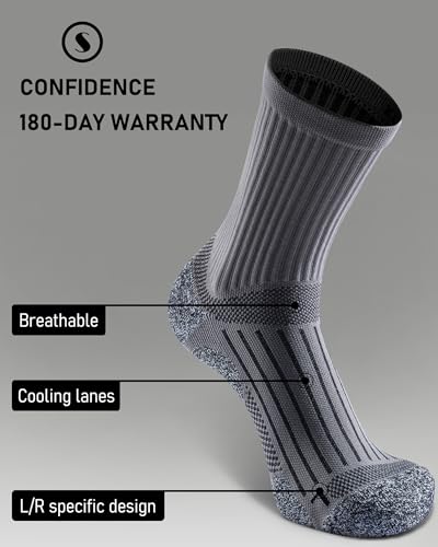 Elite Cushioned Compression Mid-crew Socks 4-Pack for Youth Women Men - color: Gray (4 Pairs), size: Large