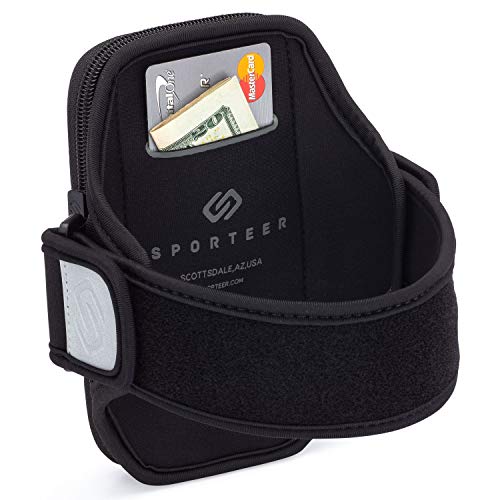 Sporteer Velocity V8 Running Armband - Fits Large Cases - Slim No-Bounce Holder for iPhone 17/16/15 Pro Max & Plus, Galaxy S26+/S25+, Pixel 10 Pro XL - Large-Format Modular Fitness Case - size: M/L Straps