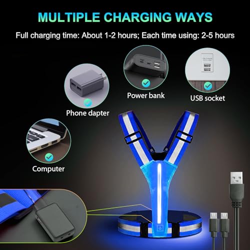 Night - time Outdoor Gear, Including an LED Reflective Vest and a Set of LED Reflective Wristbands (2pack), with Universal USB Charging, Suitable for Walking, Running and Cycling.