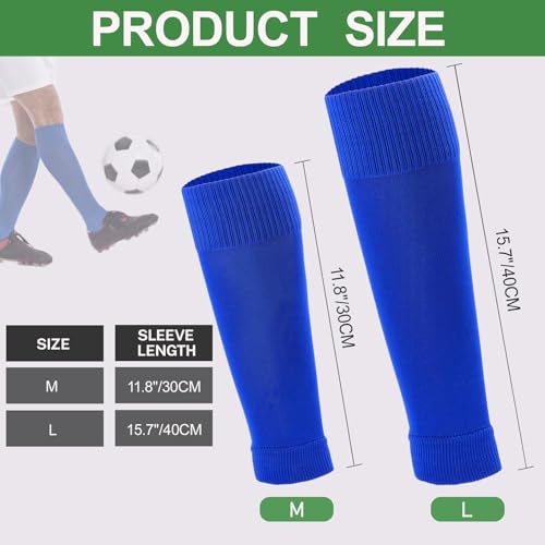 Ultrafun 3 Pairs Leg Sleeves Pre-cut Soccer Sleeves Compatible with Grip Socks Shin Guards Sleeves for Soccer Football - color: Blue, size: Large