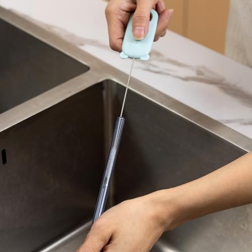 Silicone Bottle Cleaner Brush,13.4in Long Handle Water Cup Bottles Cleaner - style: Spining, Blue