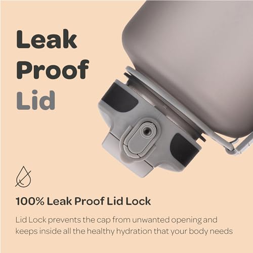Hydracy 2L Large Water Bottle, Shatterproof, BPA Free Tritan Plastic, Leakproof, Zero Condensation, With Detachable Carry Strap, Spillproof Lid, Convenient Silicon Spout, Ideal for Gym, Yoga - color: Silver Grey, size: 64 oz