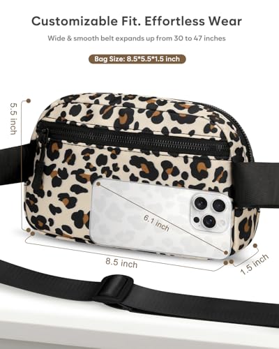 Pritent Fanny Packs for Women Crossbody Belt Bag With Zipper Back Pocket - color: Leopard, size: Small