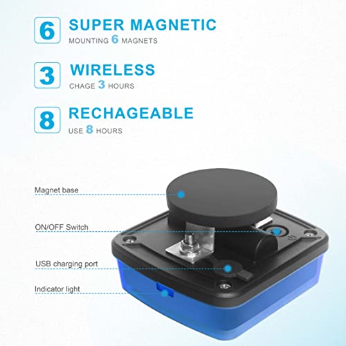 Agrieyes W02 Magnetic Flashing Lights, Wireless Strobe Lights, Blue - color: Blue