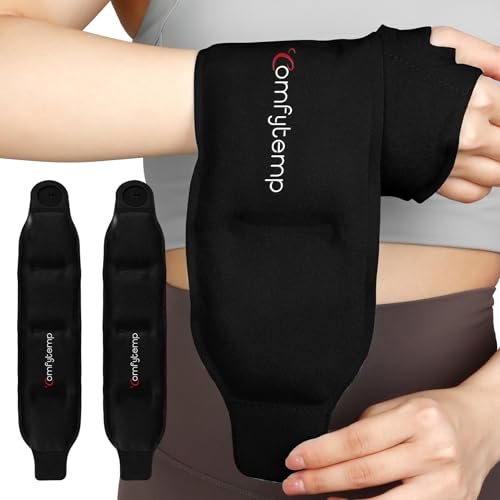 Comfytemp Wrist Ice Pack Wrap for Carpal Tunnel Relief, 2 Packs, Black - color: Black, size: 20"x4"