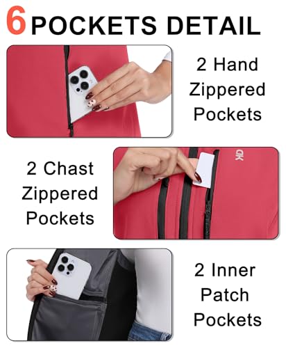 Little Donkey Andy Women's Fleece Softshell Vest Windproof Multi Pockets - color: Red, size: X-Small