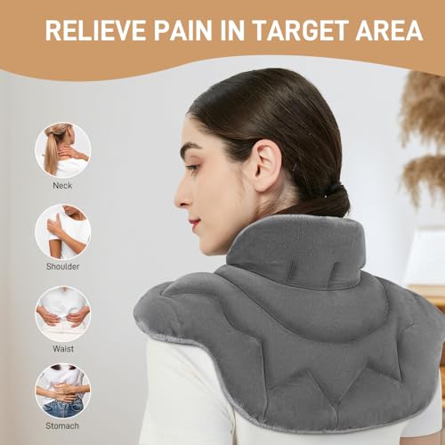 Microwavable Heat Pad for Neck and Shoulders, Warm Compress Wrap, Grey - color: Heat Pad03 -Grey