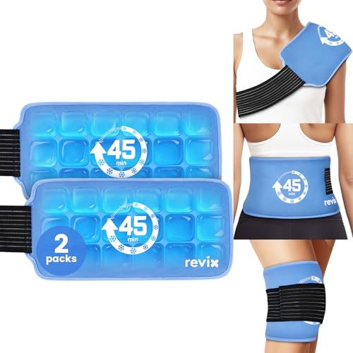 REVIX Ankle Ice Pack Wrap – Reusable Cold Compression for Foot Discomfort, Ice Wrap for Feet Swelling and Recovery 45-Minute Long-Lasting Gel Ice Packs Reusable with Ice Grid Gel Design