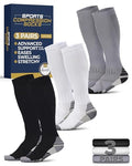 Pembrook 3 Pairs Compression Socks 20-30 mmHg - Compression Socks for Women and Men | Running, Athletic, Travel, Nurses - color: Black/White/Gray - 3 Pairs, size: Large
