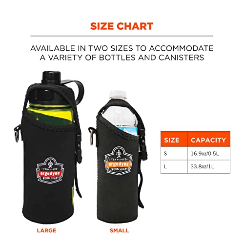 Ergodyne Squids 3775L Water Bottle Holder with Belt Clip, D-Ring Attaches to Tool Lanyards,Large - size: Large