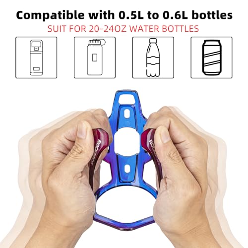 ROCKBROS Bike Water Bottle Holder Ultralight Bottle Cages with Screws Tool - color: Purple-Blue, size: Standard