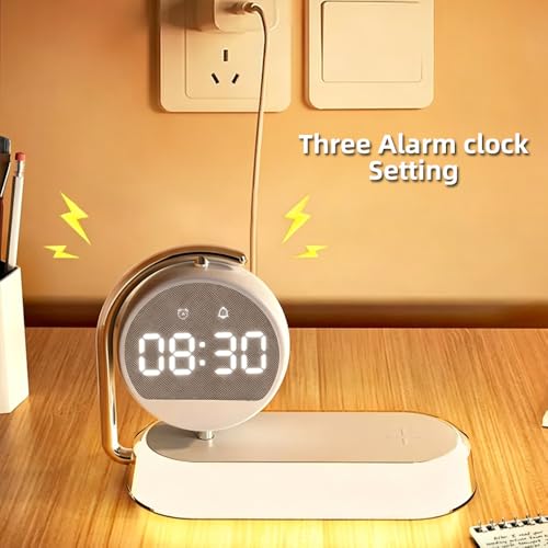 IHAO 4in1 Multifunctional Smart Alarm Clock with Wireless Charging Bright Adjustable Night Light 15W Fast Charger for Phone & Earbuds, 3 Group Alarms, Touch Control for Bedside Table-W001 White - color: Wireless Charger Alarm Clock W001 White