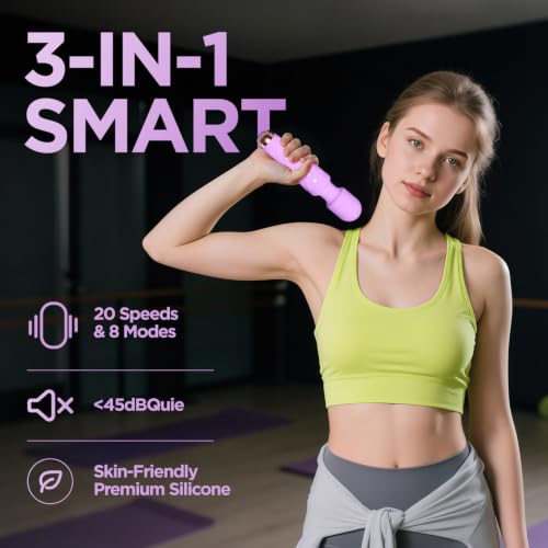 Personal Massager - 4H Max Runtime & Ultra-Quiet - Waterproof - 20 Modes 8 Speeds for Deep Tissue Back Massage, Post-Workout Recovery and Neck Muscle Relaxation(Purple) - color: Purple