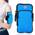Sports Armband, Running Gym Universal Smartphone Arm Bag with Earphone Hole Multifunctional Pockets foriPhone 15, 14, 13, 12, 11 Pro Max, Xs, Xr, X, 8 Plus, SE, Galaxy S22 Ultra and More - color: Blue