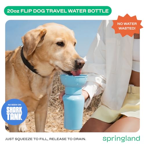 Springland 20oz Flip Portable Dog Water Bottle with Collapsible Bowl, Blue - color: Sky Blue, size: 20oz Flip