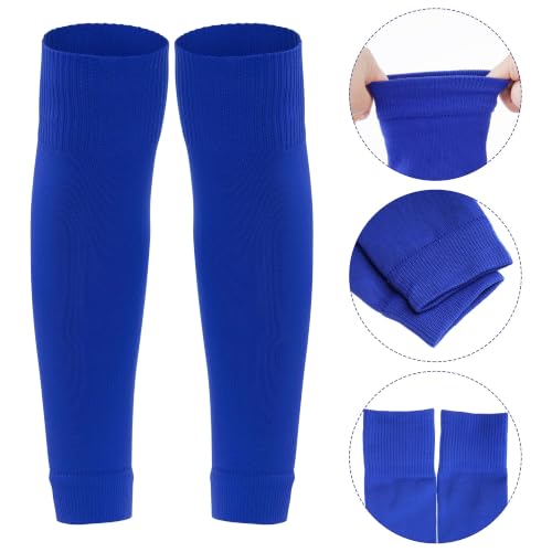 phnydreg 3 Pairs Leg Sleeve Shin Pre Cut Socks for Kids Youth Men Women Soccer Running Cycling - color: Blue