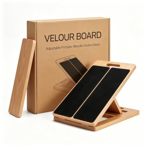 Premium Wooden Slant Board, Adjustable Calf Stretcher & Squat