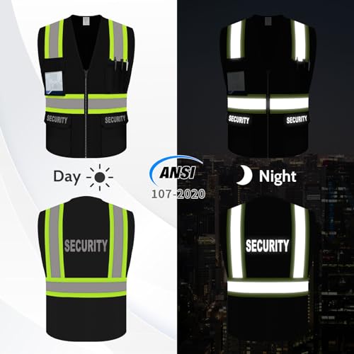 Security Vest for Men, Hi Vis Mesh Safety Vest, Black, 4XL - color: Black-security, size: 4X-Large
