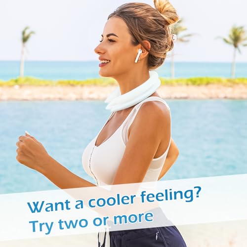Neck CoolingTube with Insulated Bag, Reusable Ice Coolers Wearable Cooling Products, Neck Ice Coolers for HotWeather (White) - color: White