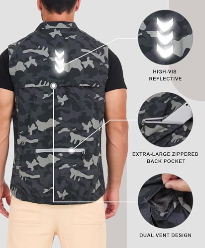 Little Donkey Andy Men's Lightweight Summer Vest Windproof Packable - color: Camo, size: Small