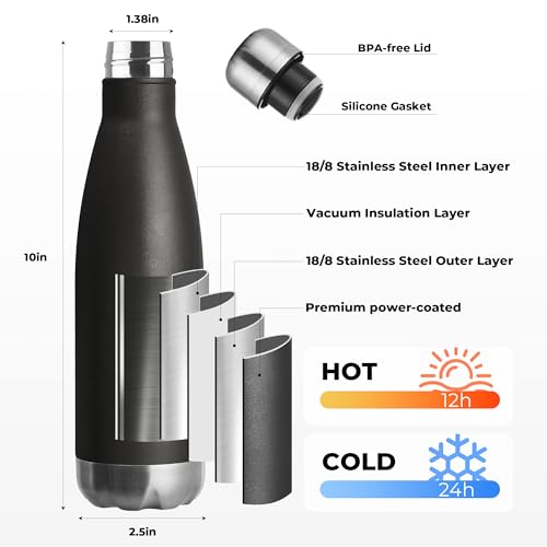 MEWAY 17oz Sport Water Bottle Vacuum Insulated Stainless Steel Sport Water Bottle Leak-Proof Double Wall Cola Shape Water Bottle,Keep Drinks Hot & Cold (colorful，12 Pack) - color: colourful