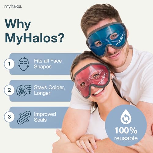 MyHalos Cooling Gel Eye Mask, Cold Ice Pack for Puffy Eyes & Dark Circles - color: Dark Blue, size: Pack of 1