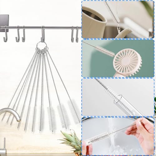 Ixiaoyoo 11 Pcs Cleaning Brushes Set, 8 Inch + 60 Inch Cleaner Brushes - color: 8 Inch + 60 Inch White