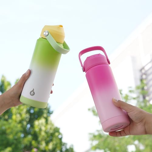 BJPKPK 18oz Insulated Water Bottle, Stainless Steel Bottle with Straw Lid - color: Cherry, size: 18 Ounces