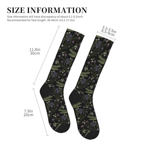 Witchy Moth Compression Socks For Women Men - color: Dragonfly Floral