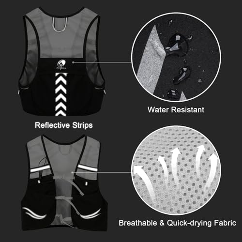 Hydration Running Vest with 2pcs 500ml/17oz Water Bottles, M/L - color: Black- Gray, size: M: 27.6" - 43.3"