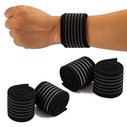 4Pack Elastic Ice Pack Straps,35.5" x 2" Reusable Fastening Bands - color: Black