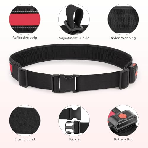 Illumifun LED Running Belt - USB Rechargeable Light Up Sash, High-Visibility Elastic Waistband Light for Running Cycling Hiking Camping Nighttime Activities - color: Red