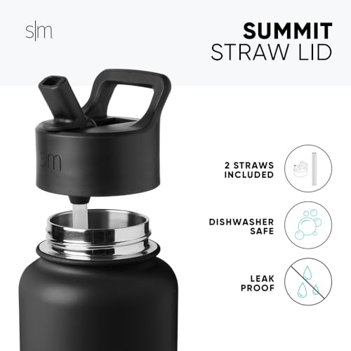 Simple Modern Insulated Water Bottle with Straw | 18oz | Black - color: Midnight Black (Pack of 1), style: 18oz