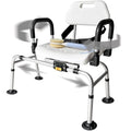 DMI 360 Max Comfort Swivel Shower Chair & Transfer Bench, Extra-Wide 360lb Capacity, Non-Slip & Padded Arms, Bonus Adjustable Back Scrubber - style: Sliding + 360° Swivel