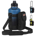 Detachable Water Bottle Holder with Strap & Tactical Pouch, MOLLE Bottle Carrier Sling, Manual Strap Adjustment for Perfect Fit of Most 18-64 oz Bottles, Black - color: Black