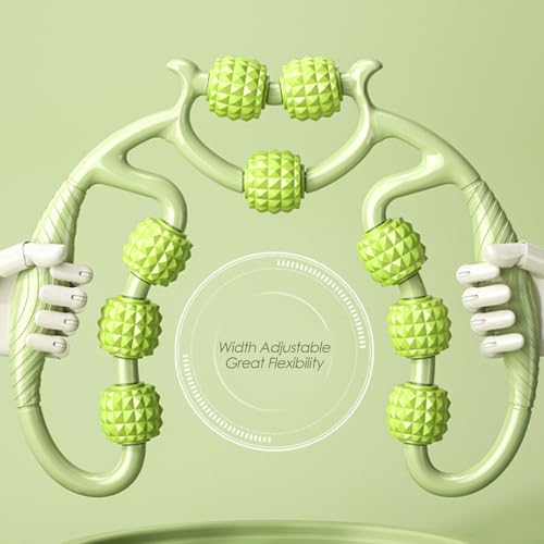 9 Wheels Muscle Roller, Leg Massager Muscle Relaxation Stretching Roller Foam Roller Deep Tissue Massager for Thigh Arms Leg Waist(Green) - color: Green