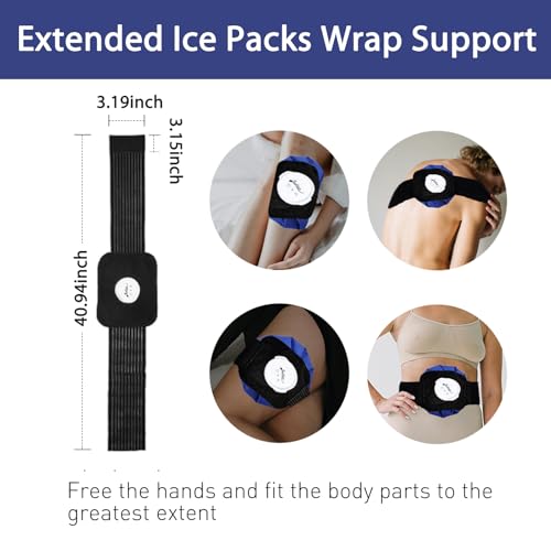 Ice Pack for Injuries Reusable with Wrap, Ice Bag for Injuries Hot Water Bag for Hot & Cold Therapy, No-Leak Elastic Ice Bag with Elastic Breathable Support Wrap, 3 Sizes 6/9/11" - style: 4 Sets