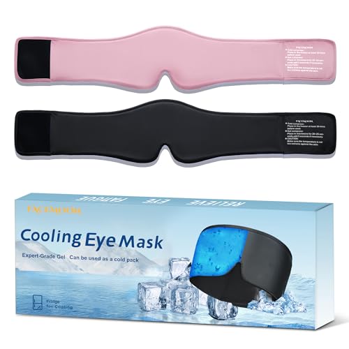 2 Pack Cooling Gel Eye Mask for Puffy Eyes, Migraine Relief, FSA Eligible - color: Black&pink